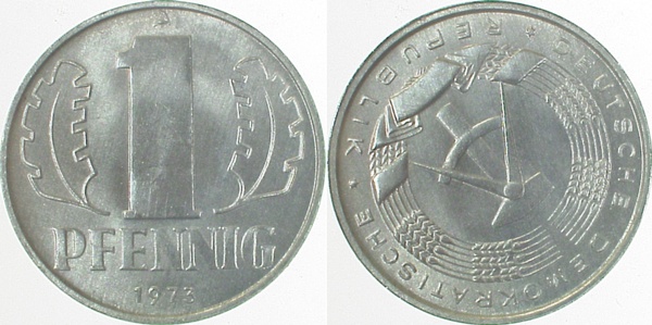 1 Pfennig DDR 73A ca S150 st J1508 st 1 Pfennig
