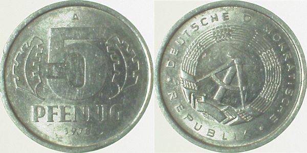 5 Pfennig DDR 78A ca S25 vz J1509 vz 5 Pfennig