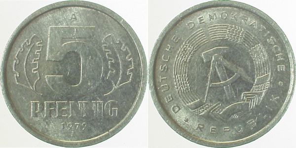 5 Pfennig DDR 1979 A vz- S330 J1509 vz- 5 Pfennig