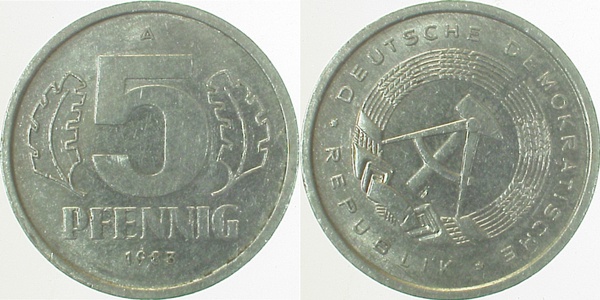 5 Pfennig DDR 1983 A ss/vz J1509 ss / vz 5 Pfennig