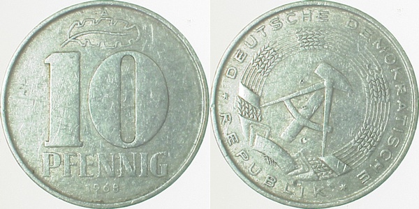 10 Pfennig DDR 68A S45 ss J1510 ss 10 Pfennig