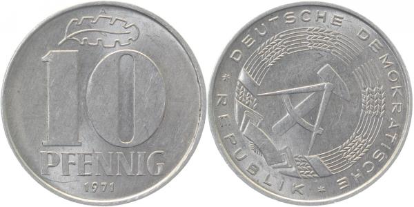 10 Pfennig DDR 71A ca S45 vz+ J1510 vz+ 10 Pfennig