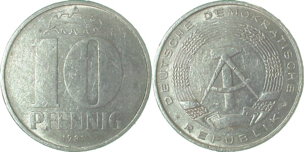 10 Pfennig DDR 81A S15 ss J1510 ss 10 Pfennig