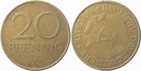 20 Pfennig DDR 1969 S110 ss J1511a ss 20 Pfennig