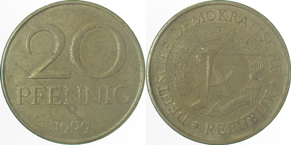 20 Pfennig DDR 1969 S290/310 J1511a 20 Pfennig