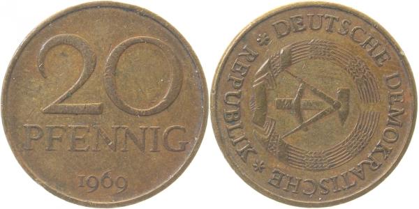 20 Pfennig DDR 1969 Stempeldrehung 90°