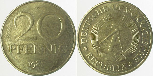 20 Pfennig DDR 81A S20 prfr J1511b prfr 20 Pfennig