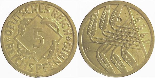 5 Pfennig 25E ca S245 ss/vz J316 ss / vz 5 Pfennig