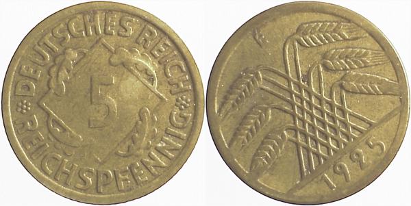 5 Pfennig 25E S300-330 ss J316 ss 5 Pfennig