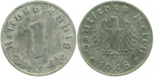 1 Pfennig 1945 F Stempeldrehung J373b