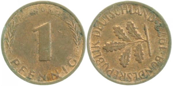1 Pfennig 1972 G Stempeldrehung ca. 225°