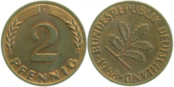 2 Pfennig 1968 G S30-45 J381 2 Pfennig