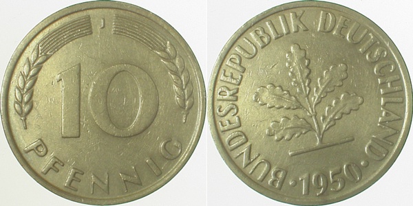 10 Pfennig 50J ca S330 ! J383 10 Pfennig