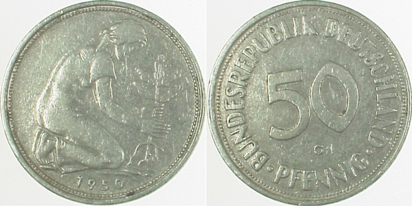 50 Pfennig 1950 G Ss S20 J384 Ss 50 Pfennig