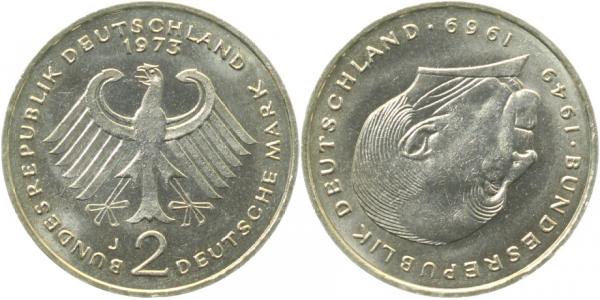 2 DM Adenauer Französische Prägung S180 stgl