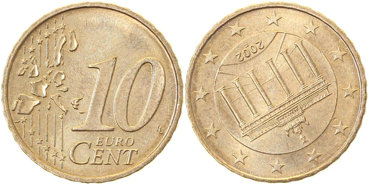 10 Cent 2002 F Stempeldrehung 180°