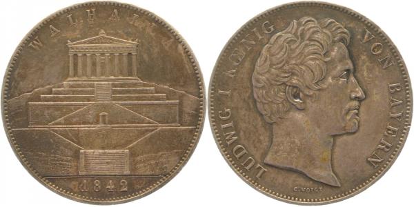 GeschichtsTaler 1842 Walhalla f prf/prfr/stgl Ludwig Bayern
