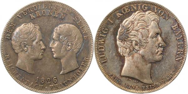 Geschichtstaler Ludwig Bayern 1826 Reichenbach vz/stgl EA