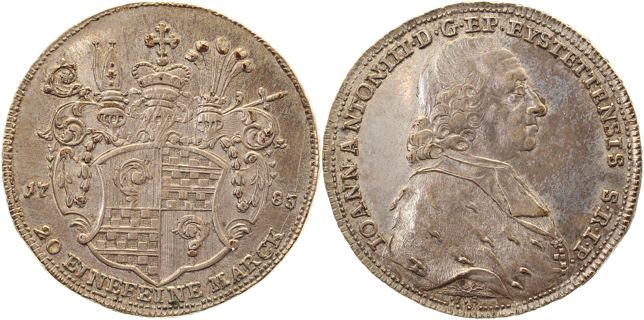 0,5 Taler Eichstätt 1783 Erstabschlag, Prooflike, PP-ähnlich