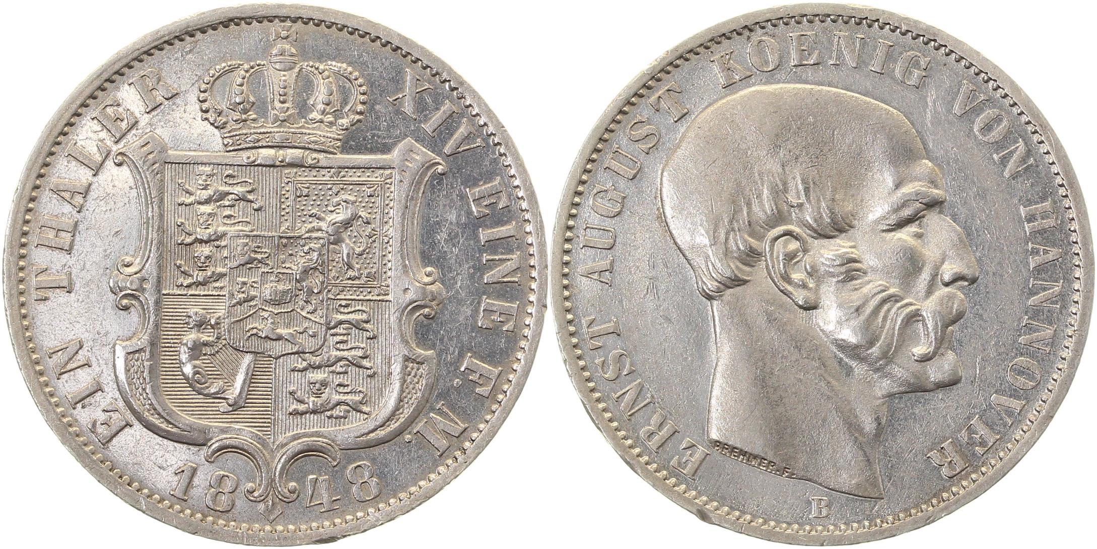 1 Taler Hannover 1848 B Kahnt 234 vz+ aus Erstabschlag