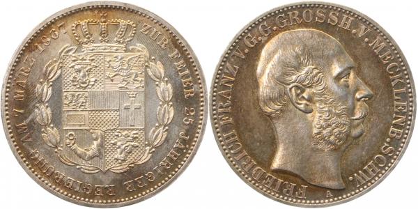 Vereinstaler Mecklenburg-Schwerin 1867 Thun 216 Taler Proof