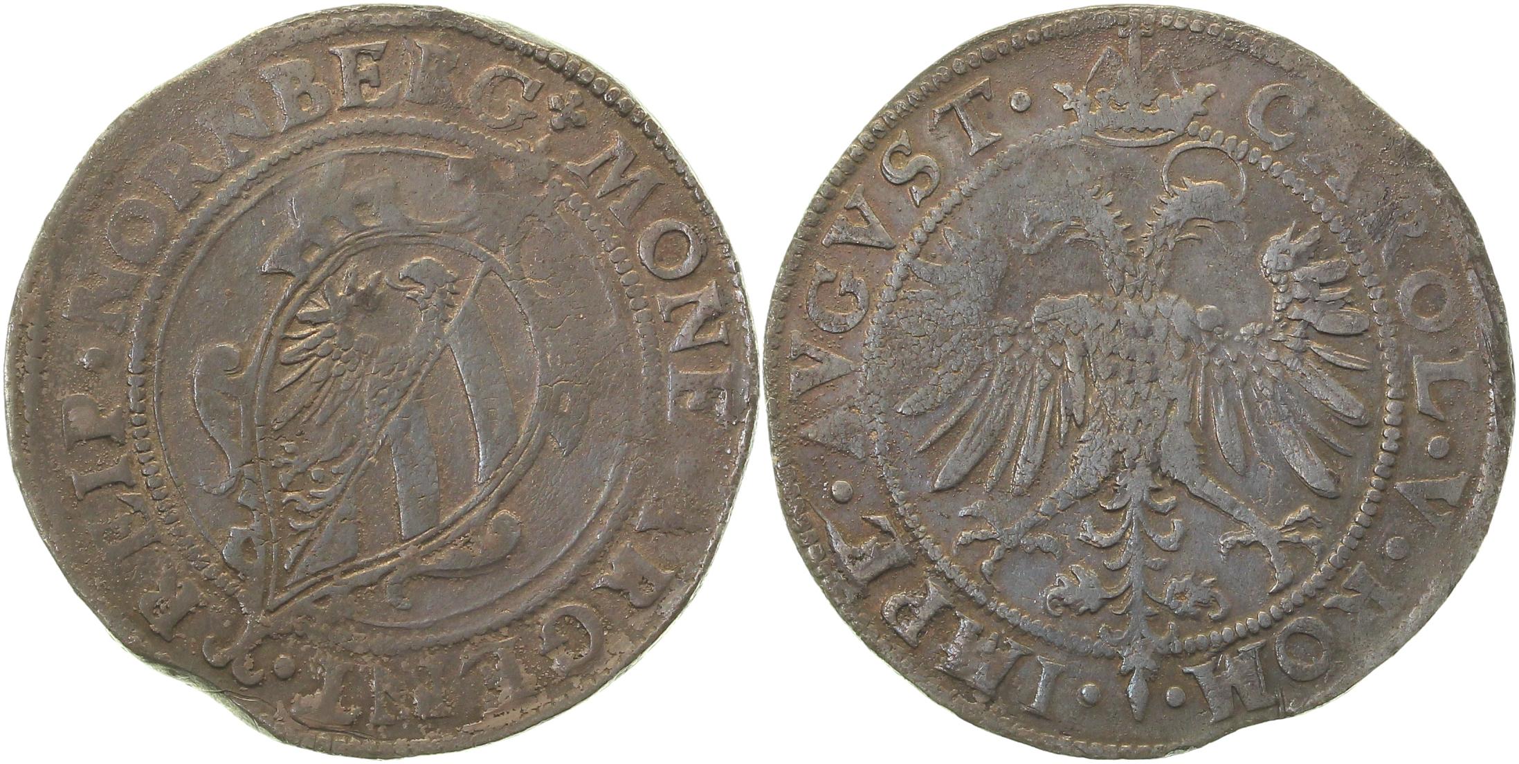 0,5 Taler Silbermünze Nürnberg ohne Jahr (1554) Patina