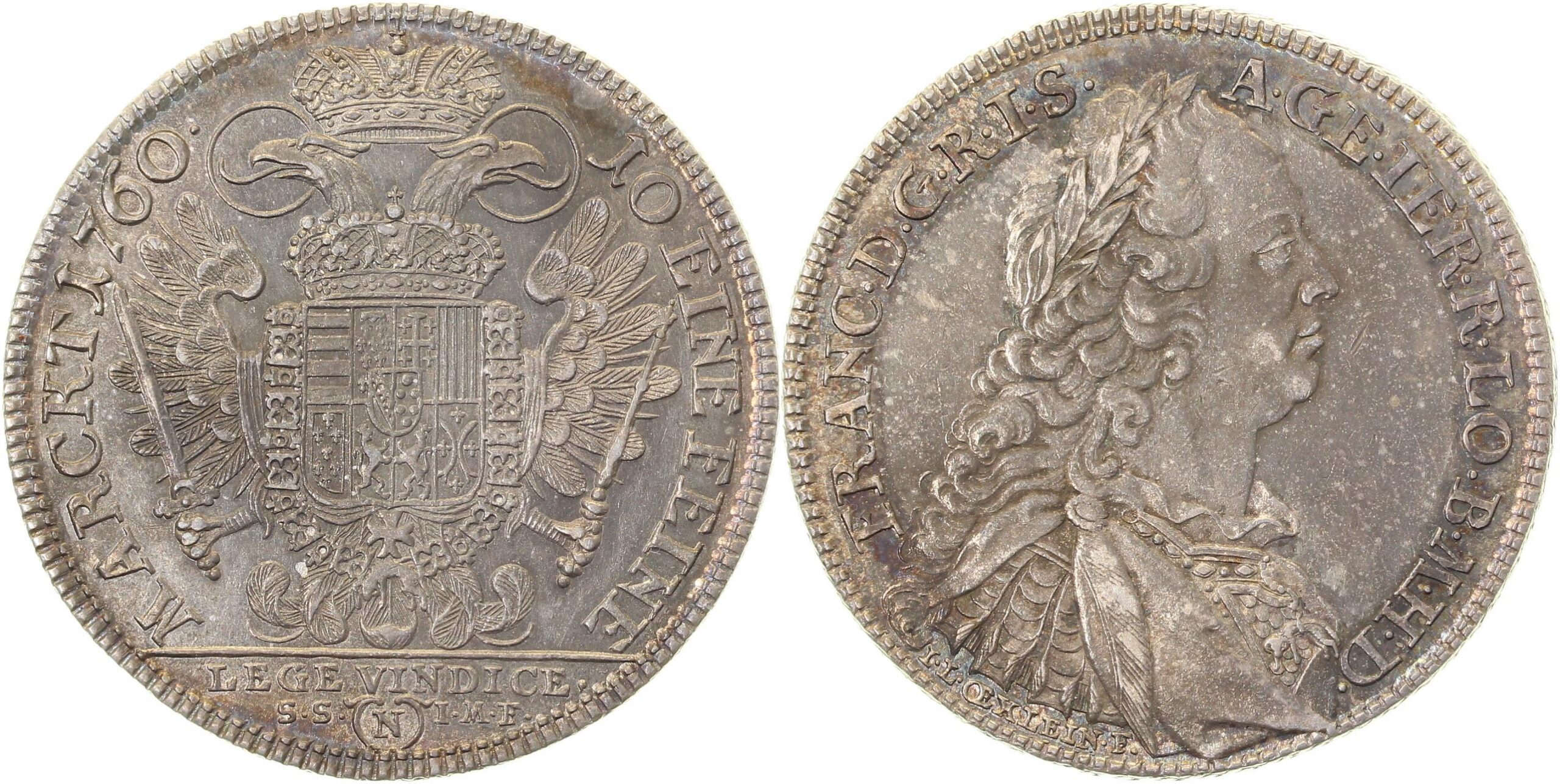 Konventionstaler Nürnberg 1760 Franz Dav 2486 vz/stgl