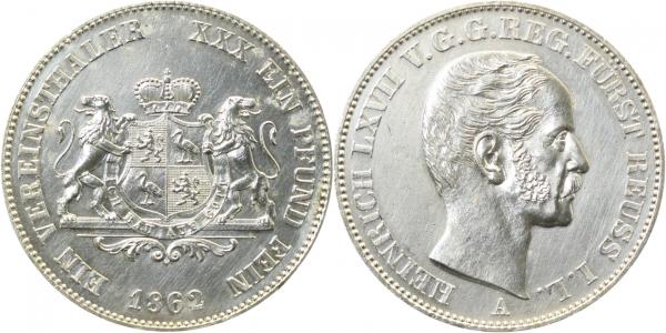 VereinsTaler Heinrich LXVII Reuss 1862 A vz/stgl EA