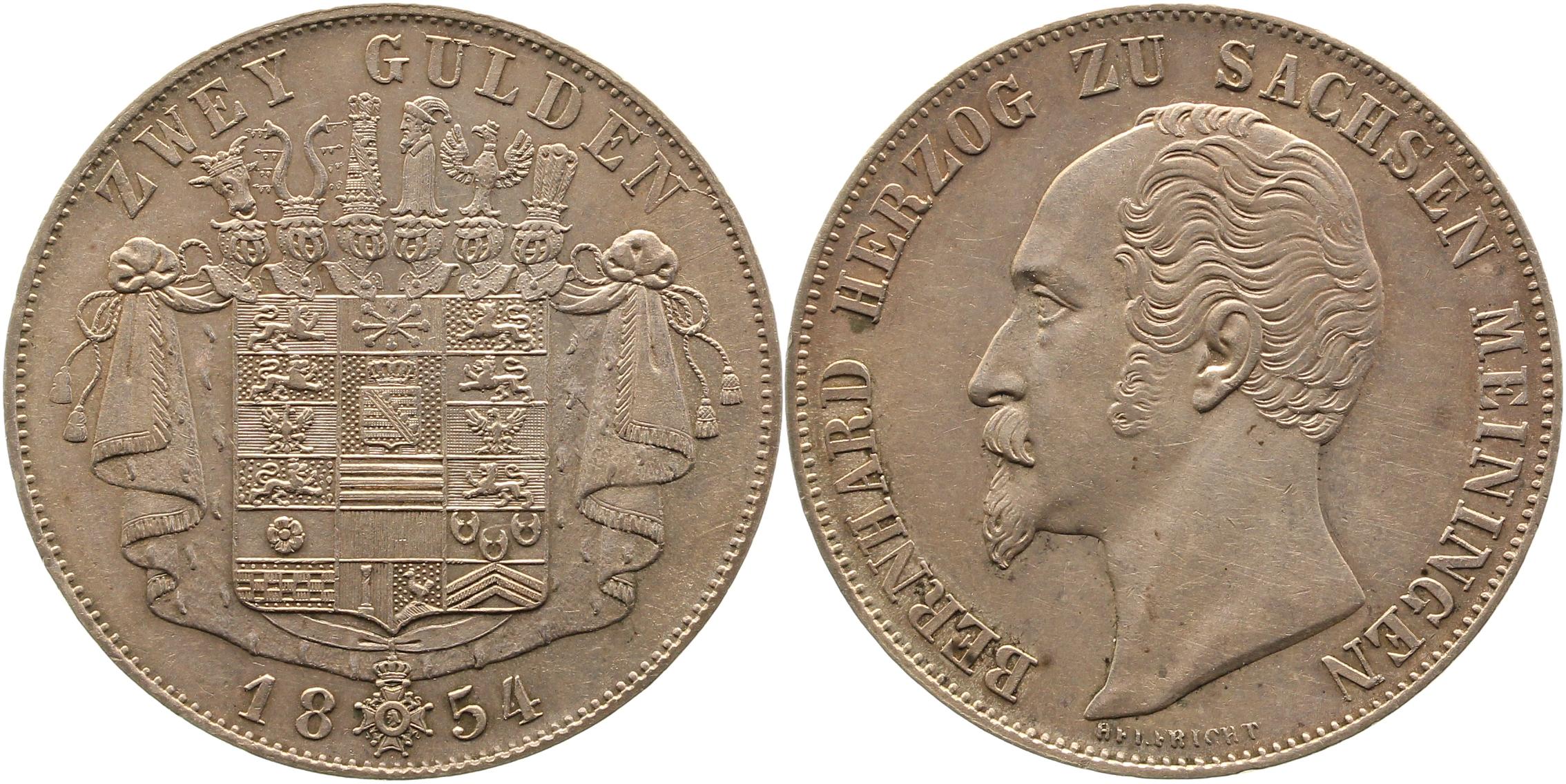 Doppelgulden 1854 Sachsen Meiningen Thun 379 Kahnt 506