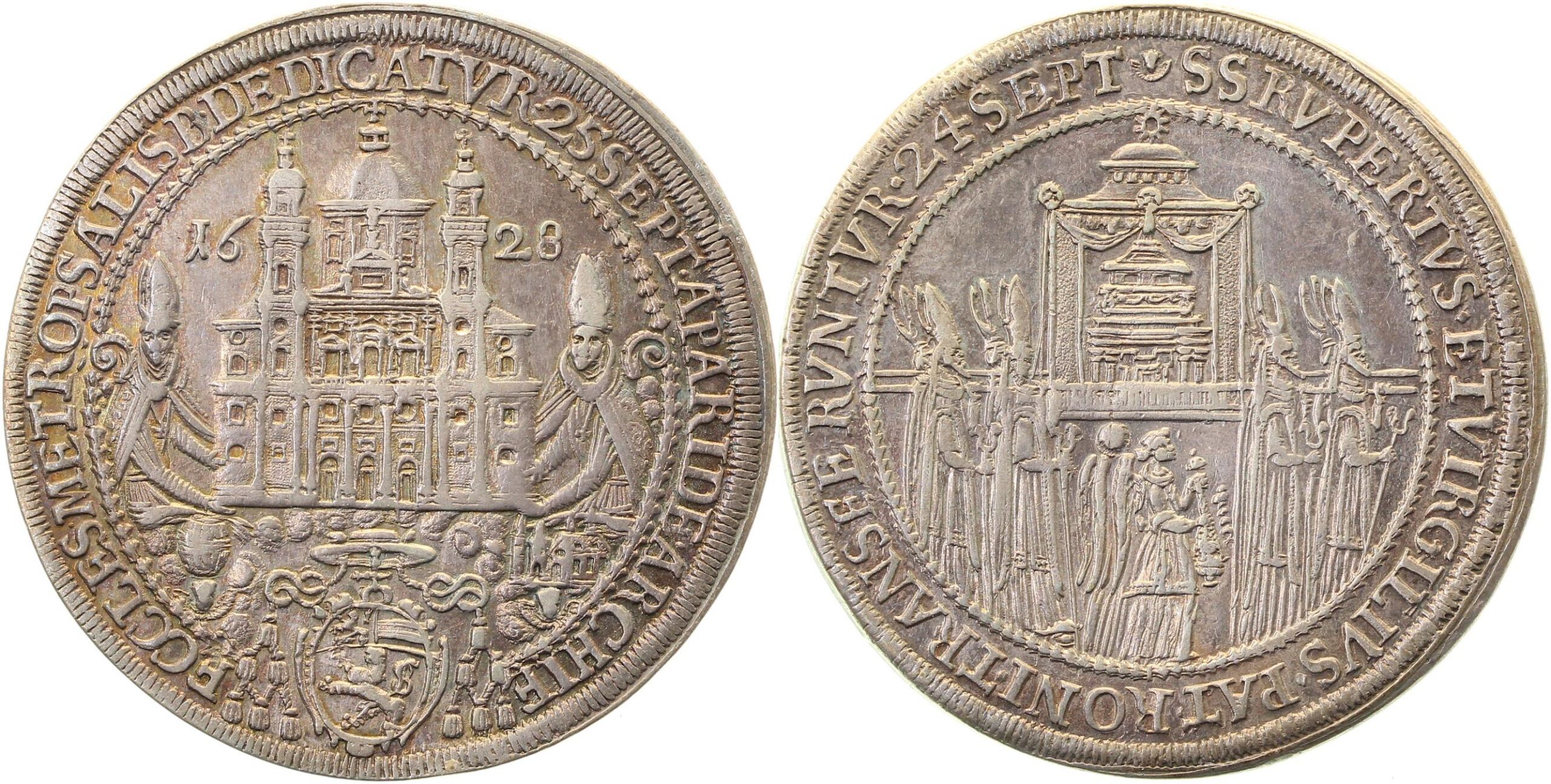 Taler Salzburg 1628 Domweihe prfr /f stgl leichte Patina