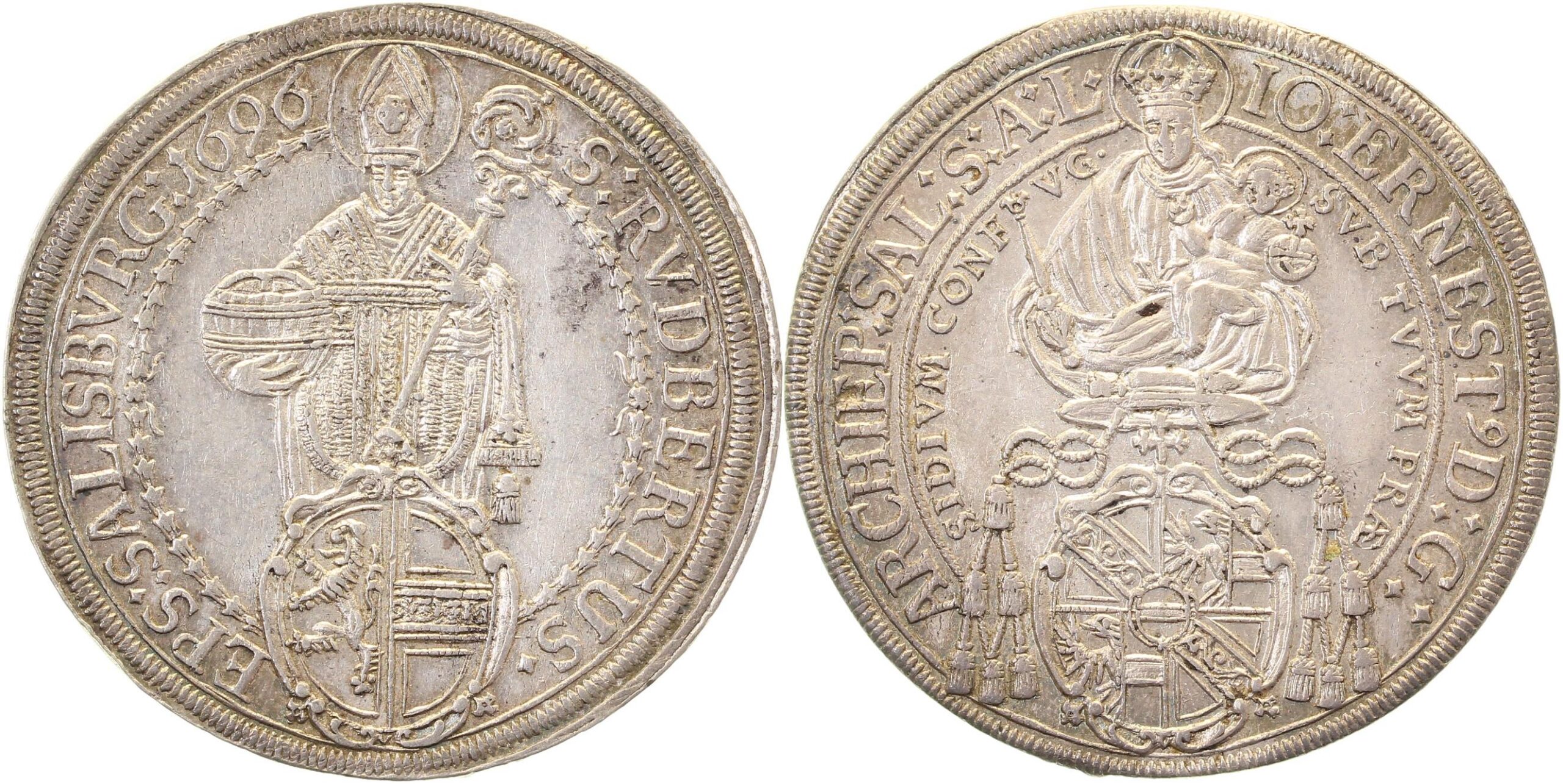 Taler Salzburg 1696 f.prfr. leichte Patina