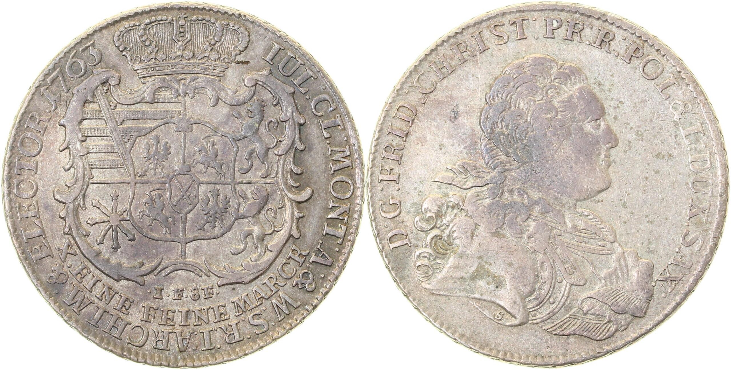 1 Taler Sachsen Friedrich Christian 1763 Dav: 2677A