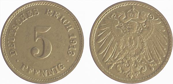 5 Pfennig ohne Münzzeichen ss/vz! J012 ss / vz! 5 Pfennig