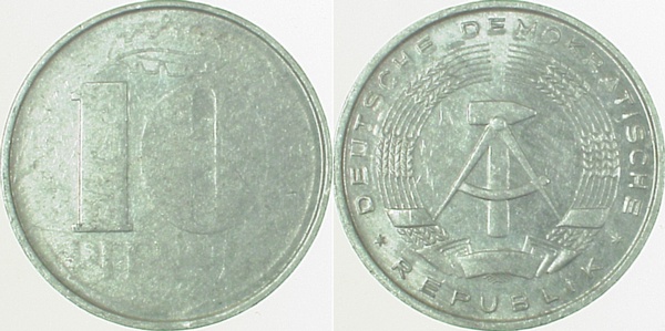 10 Pfennig DDR sehr schwacheprägung J1510 10 Pfennig