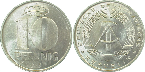 10 Pfennig DDR Jsz --8 bfr/stgl J1510 bfr / stgl 10 Pfennig