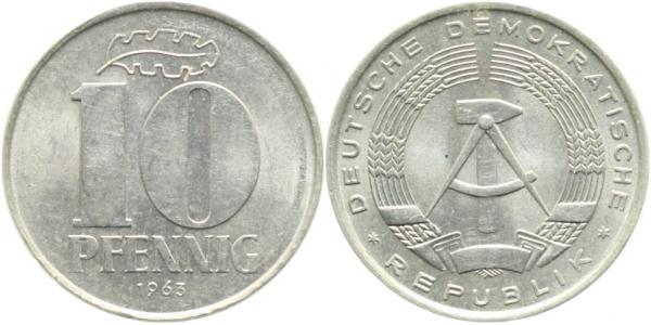 10 Pfennig DDR 1963 ohne Münzzeichen vz/st !! J1510 vz/st 10 Pfennig