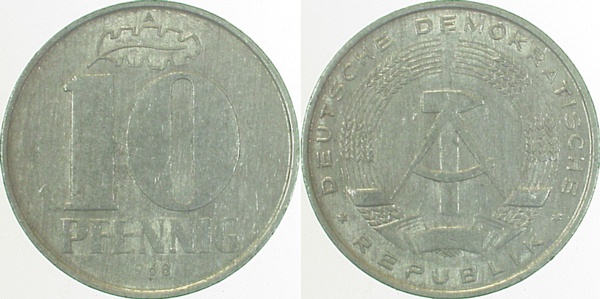 10 Pfennig DDR Jsz --68 ss/vz J1510 ss / vz 10 Pfennig
