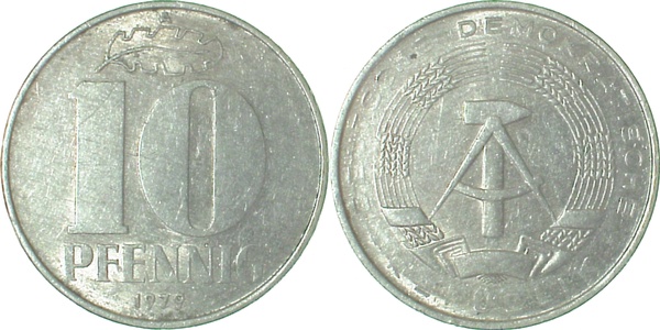 10 Pfennig DDR 79A Rs teilweise undeut ss J1510 10 Pfennig