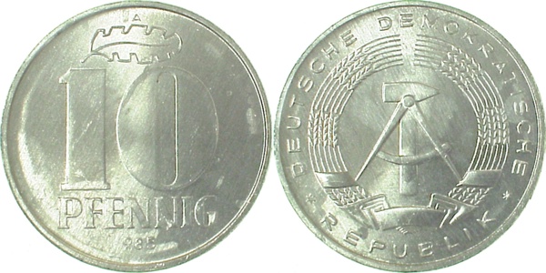 10 Pfennig DDR Jsz -985 bfr/stgl J1510 bfr / stgl 10 Pfennig