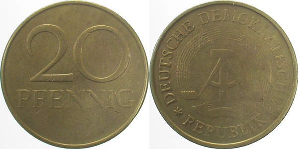 20 Pfennig DDR ohne Jahr Münzzeichen J1511a 20 Pfennig