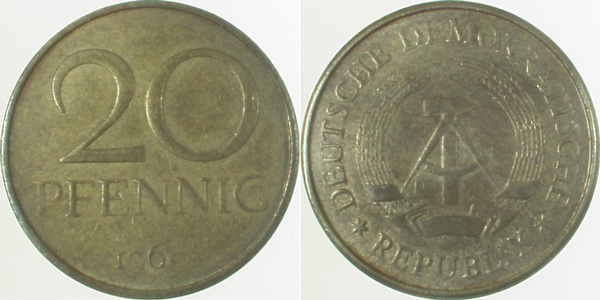 20 Pfennig DDR 1-6- ss/vz ! J1511a ss / vz 20 Pfennig