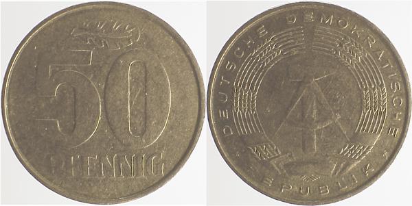 50 Pfennig DDR ohne Jsz u Münzzeichen J1512 50 Pfennig