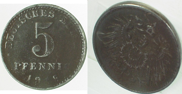 5 Pfennig 1919 J297 schwache Ausprägung