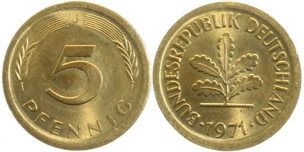 5 Pfennig 1971 J bfr