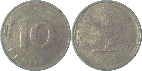 10 Pfennig Münzzeichen F Rs: nur Blatt erkennbar ! J383 10 Pfennig