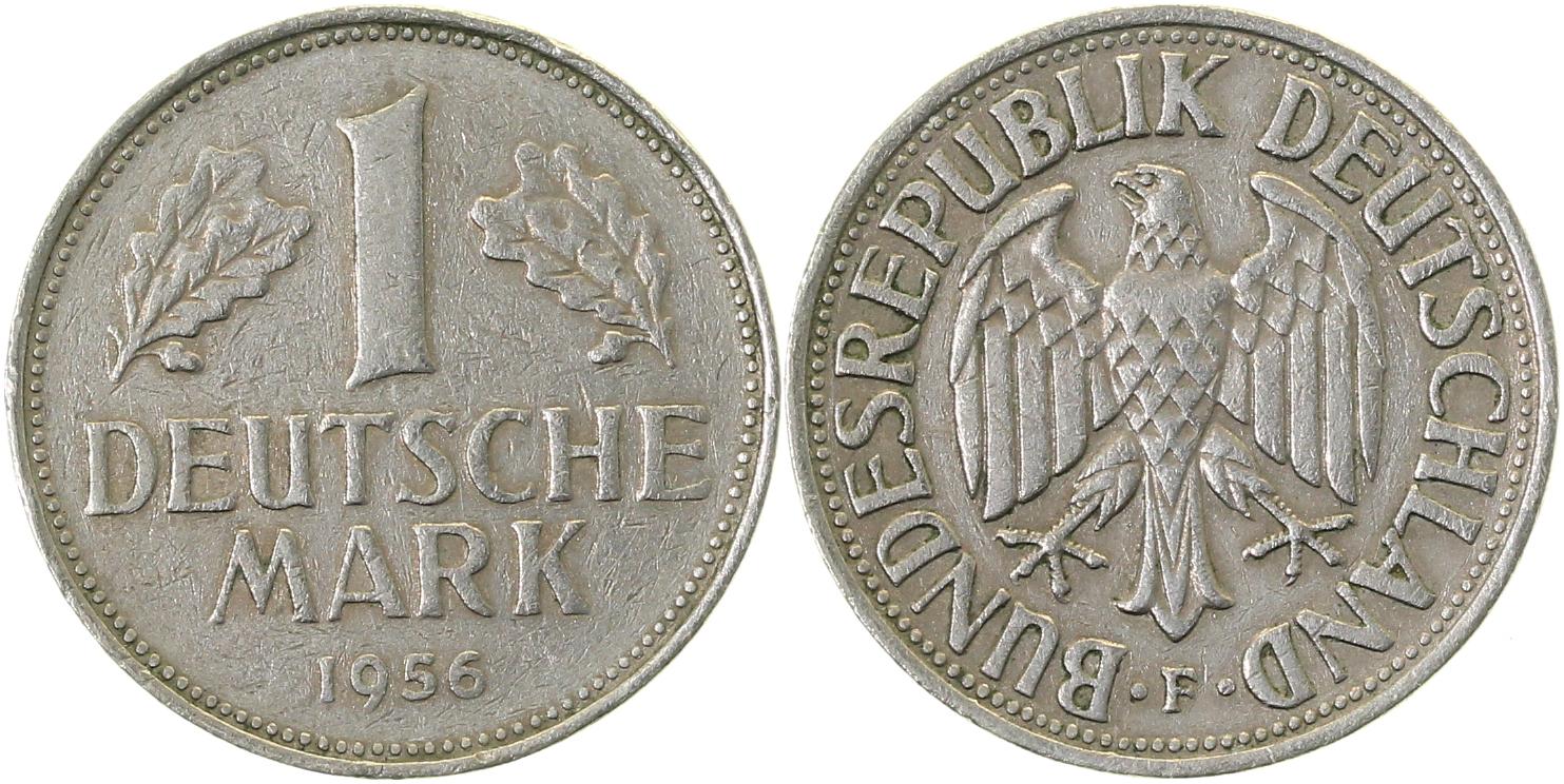 1 DM 1956 F ohne Randprägung sehr schön