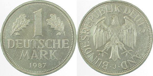 1 DM 87J Rdschr fehlhaft f bfr J385 f bfr 1 DM