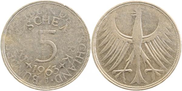 5 DM 63G Ws Rs undeutl geprägt ! J387 5 DM