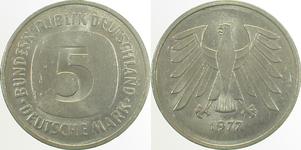 5 DM 77G ohne Münzzeichen vz- J415 vz- 5 DM
