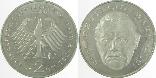 2 DM 89G Vs: Rdschr fehlt/teilw J445 2 DM